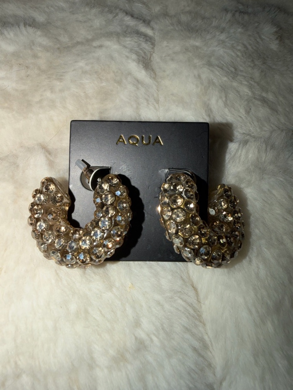 Aqua Champagne Crystal Pave Hoop Earrings